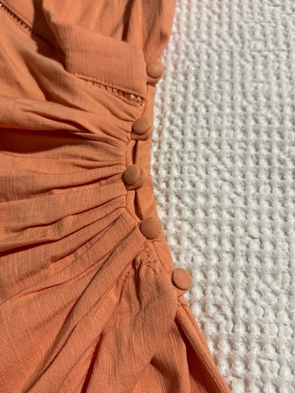 Free People Coral Orange Ruched Wrap Mini Dress - Picture 4 of 8